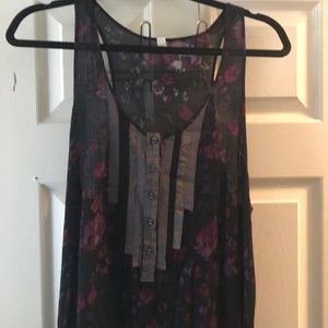 Free People Sleeveless Dark Floral Tunic